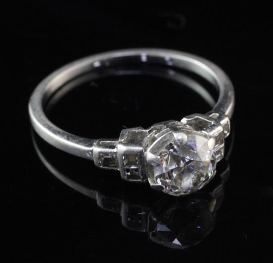 A 1940s/1950s platinum and single stone diamond ring, size P.